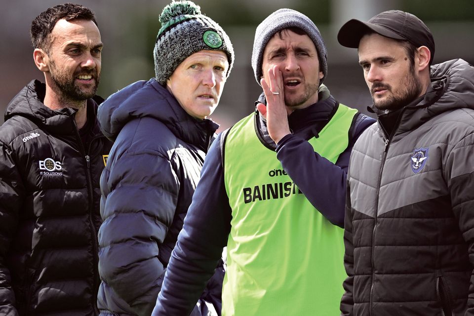 Conor Laverty (left), Henry Shefflin, David Herity and Chrissy McKaigue have busy schedules at the moment due to club and county commitments